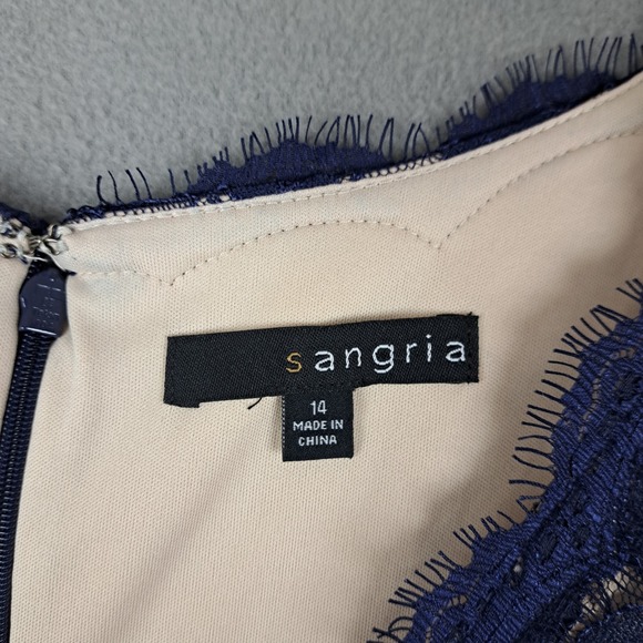 NWT Sangria Dress Women's 14 Tall Navy Floral Lace Bust Formal Maxi Evening Gown - Picture 8 of 15